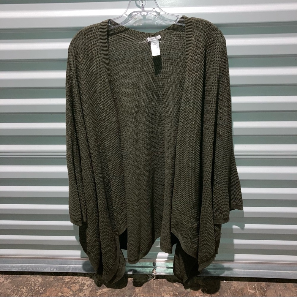 Pure J. Jill Open Drape Green Cable Knit Cardigan Women’s One Size